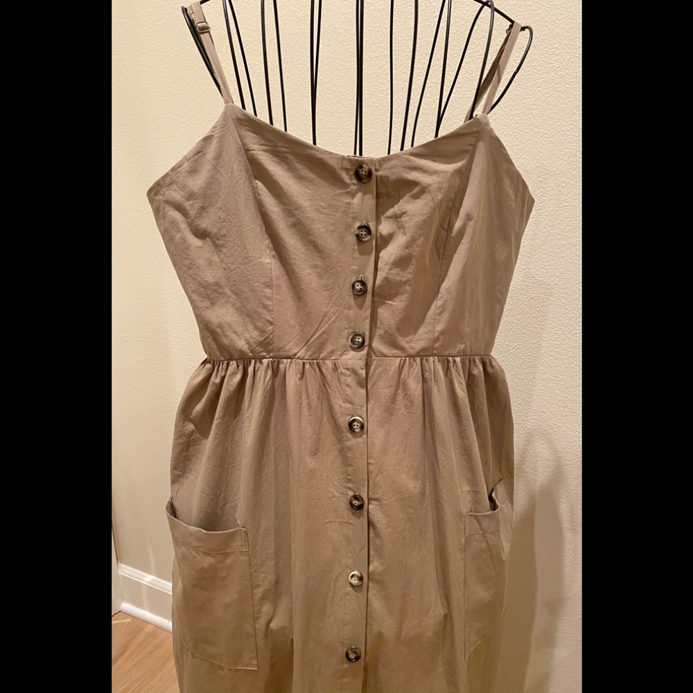 Button Front Dress with Adjustable Straps